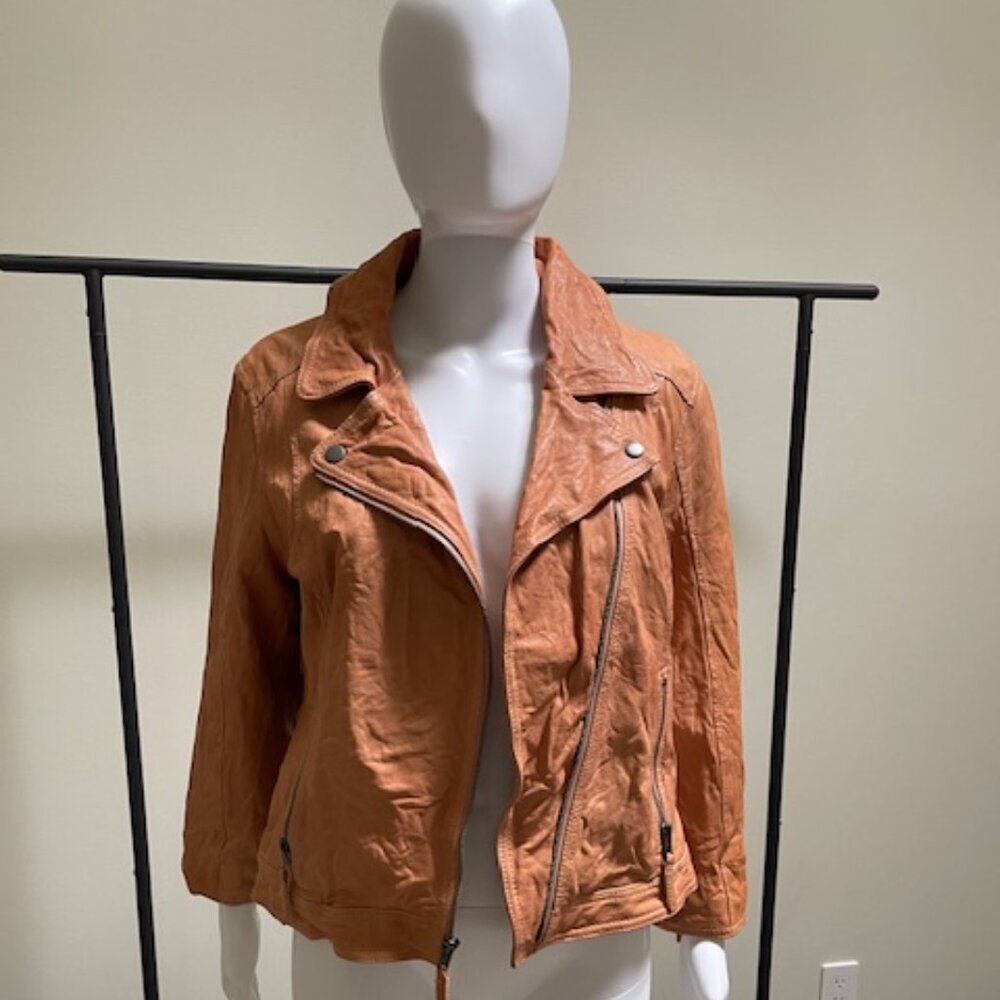 NWT Fossil Ashley Leather Biker Jacket - Blush Pink - Size Large